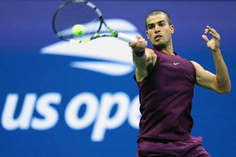 Carlos Alcaraz playing at the US Open