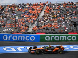 McLaren's British driver Lando Norris drives during the first practice session ahead of the Formula One Dutch Grand Prix at The Circuit Zandvoort