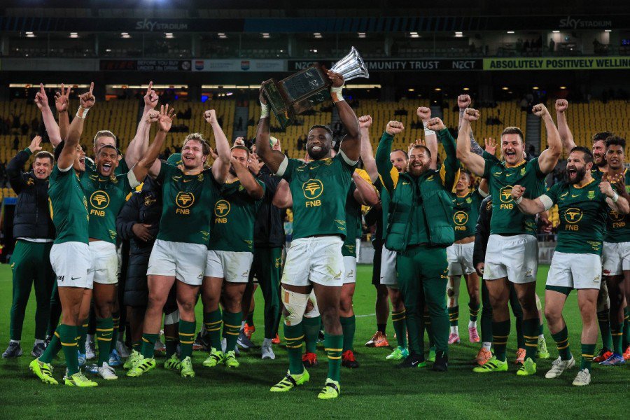 Springboks celebrate beating New Zealand