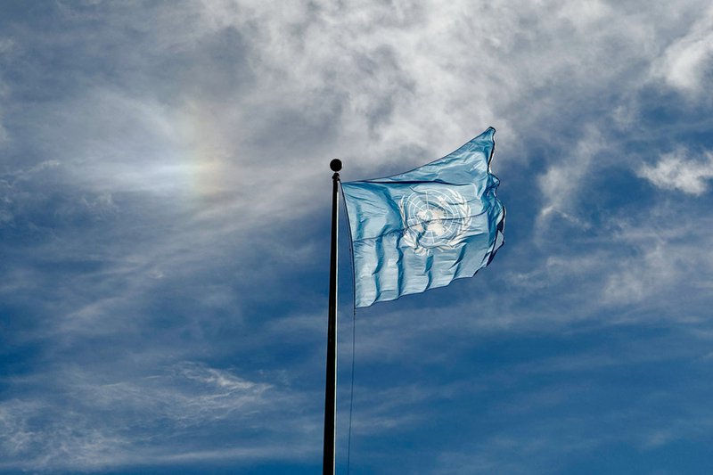 The flag of the United Nations flies outside of UN headquarters in New York