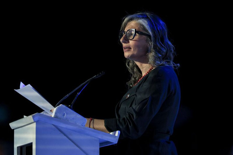 United Nations (UN) Special Rapporteur on the occupied Palestinian territories Francesca Albanese delivers the Nelson Mandela Annual Lecture at the Sandton Convention Centre.jpg