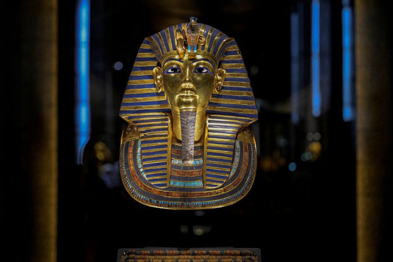 The golden funerary mask of ancient Egyptian King Tutankhamun