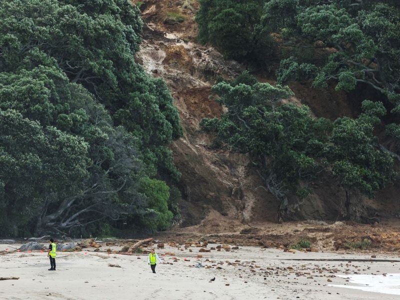 A landslide smashed into a campsite in rain-swept northern New Zealand leaving multiple people missing