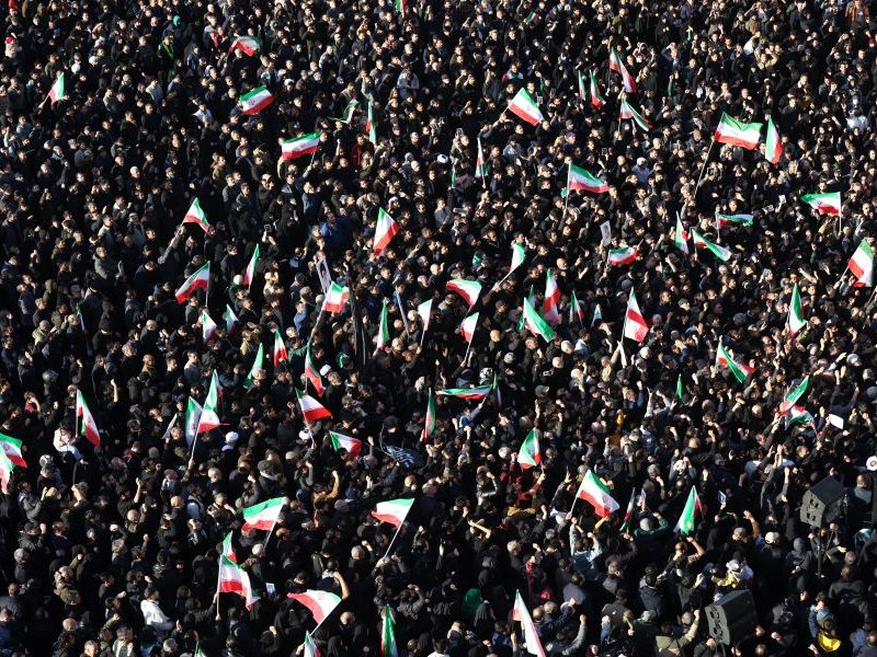 People gather to mourn the death of Iran’s supreme leader Ayatollah Ali Khamenei