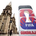 A clock marking 30 days to the 2026 FIFA World Cup is pictured next to the Cathedral in Guadalajara, Jalisco, Mexico
