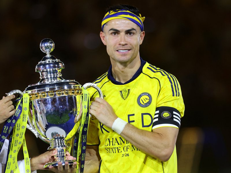 Cristiano Ronaldo after winning the Saudi Pro League title