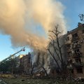 Damaged building following Russian strikes to the Ukrainian capital in Kyiv