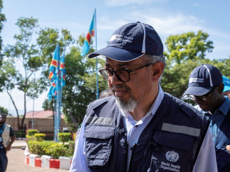 World Health Organization (WHO) Director-General Tedros Adhanom Ghebreyesus arrives in Bunia, in the eastern Democratic Republic of the Congo