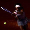 US Coco Gauff plays a backhand return to Austria's Anastasia Potapova during their women's singles match on day 7 of the French Open