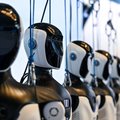 Humanoid robots by OpenMind Robotics are seen during the World Artificial Intelligence Conference