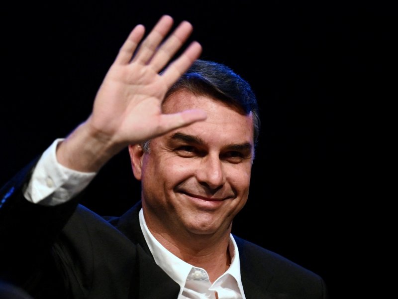 Two Way Sign Exit Right Flavio Bolsonaro on way to Ecuador from Argentina after fleeing Brazil