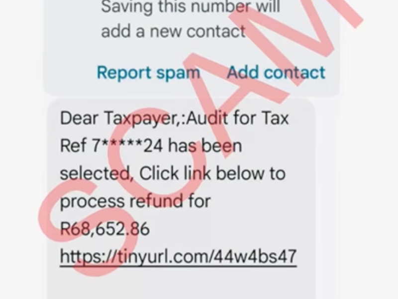 A SMS shows a scam message