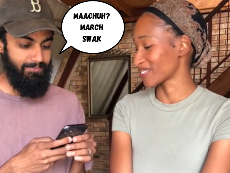 A South African couple chatting to each other