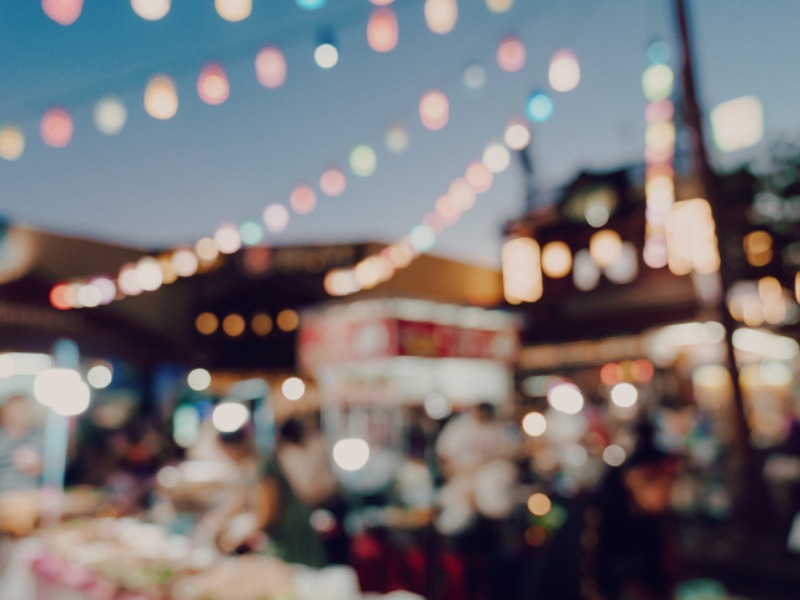 A blurred background at night market festival