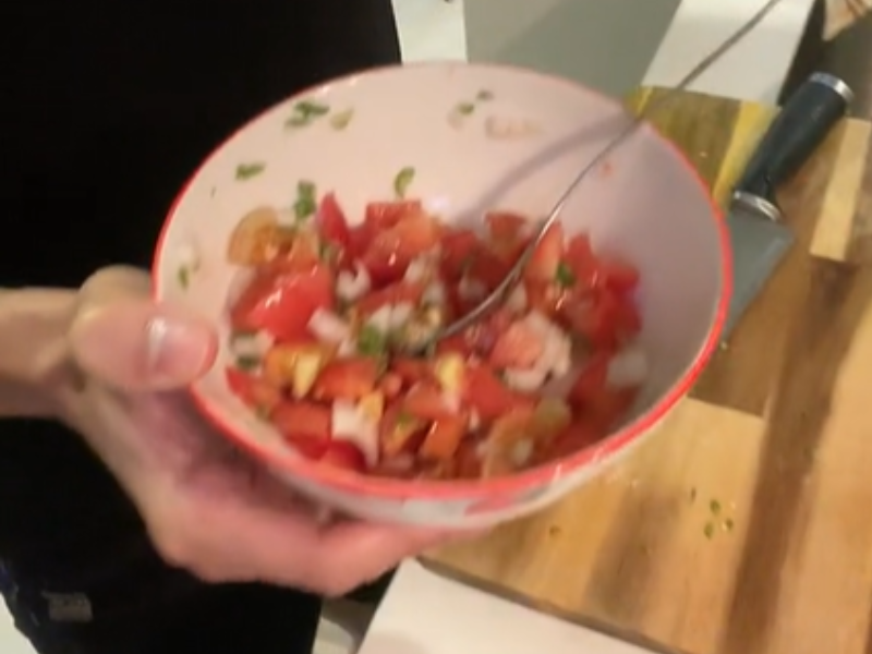 A bowl of salsa