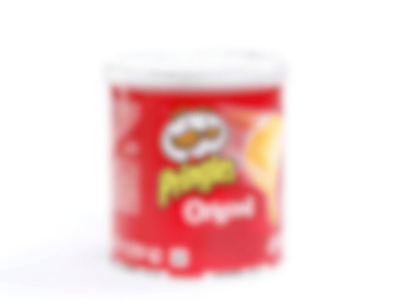 A can of Pringles original on a white background