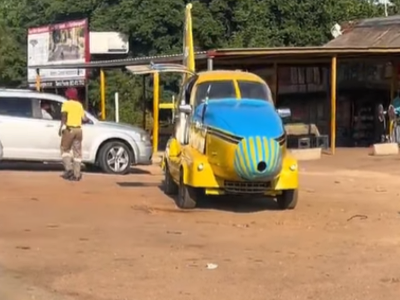 A car that has been made with parts of an airplane