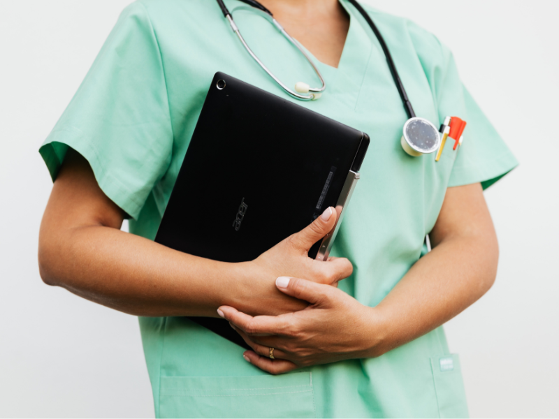 A doctor holding digital tablet
