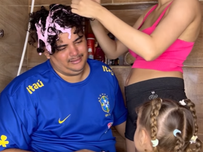 Dad gets emotional about his ruined hair