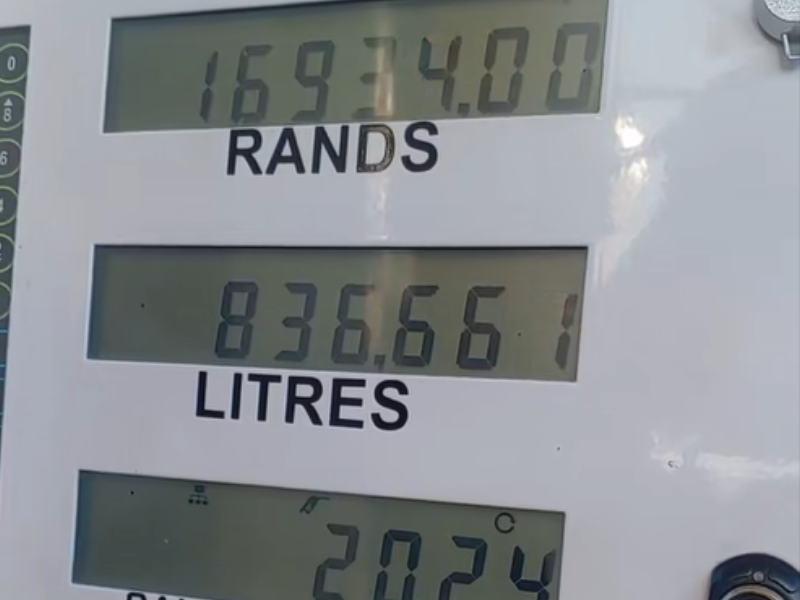 A fuel pump filling a vehicle up with fuel