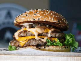 A fully loaded burger