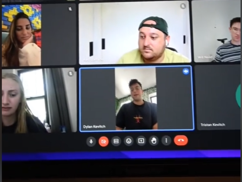 A group of people video chatting on Google