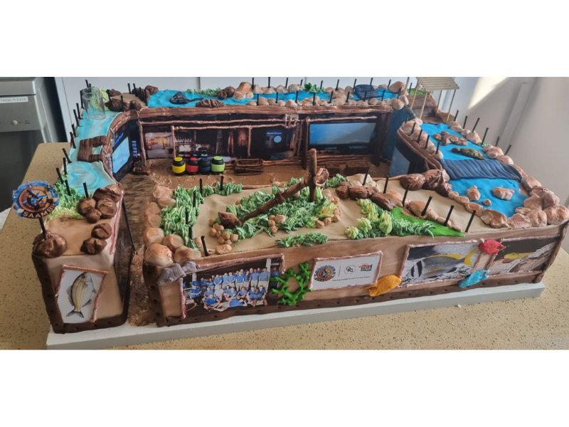 A large cake themed for uShaka Marine World