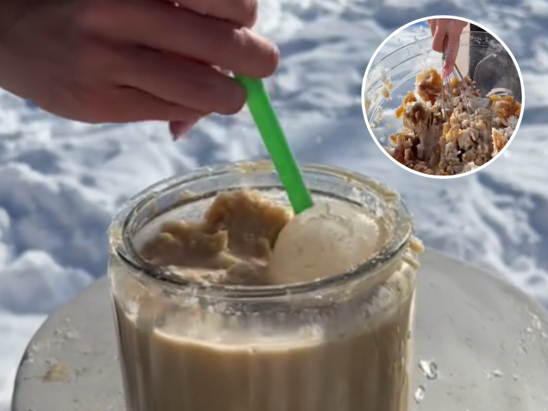 A large jar of snow latte