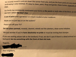 This neighbour got the most honest letter from their neighbour