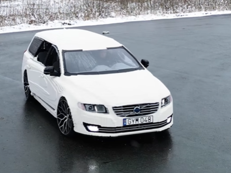 A life size Volvo made out of Lego bricks