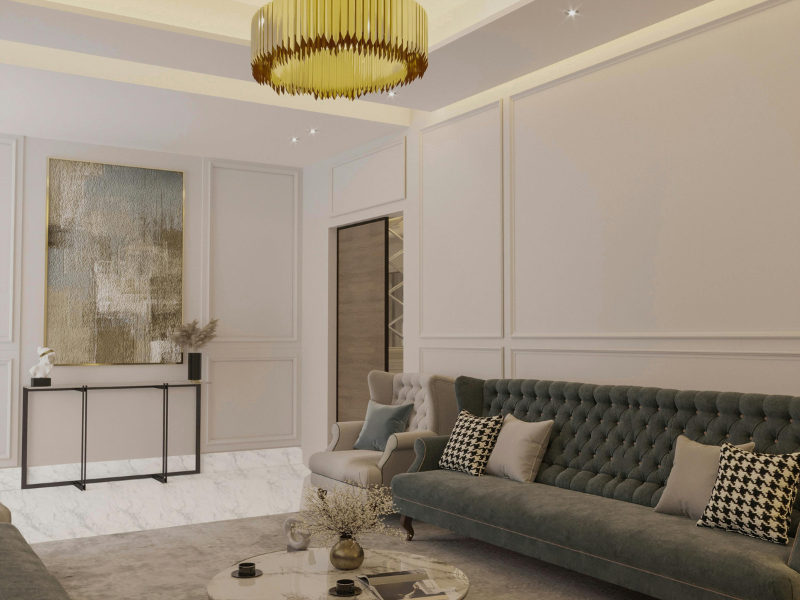 A luxury living room in minimalist style