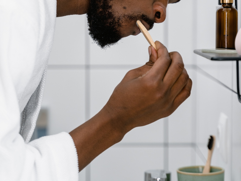 A man brushing his teeth