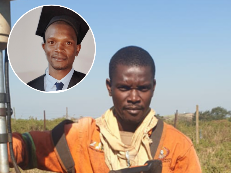 A man working as a grass cutter graduates from Unisa