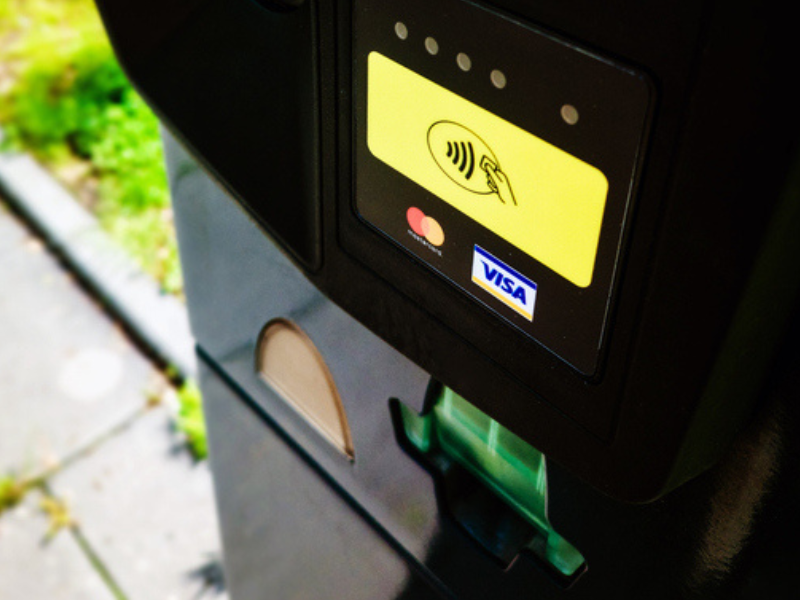 A parking meter with contactless payment