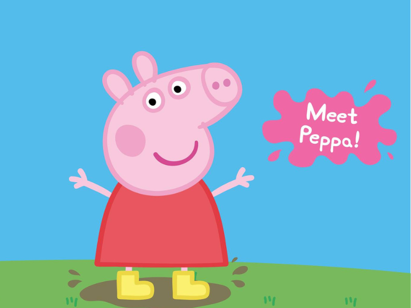 A picture of Peppa Pig wearing her boots