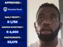 A picture of Siya Kolisi next to a financial earnings grid