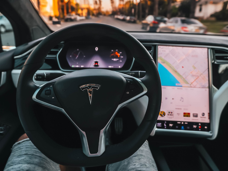 A steering wheel for a Tesla vehicle
