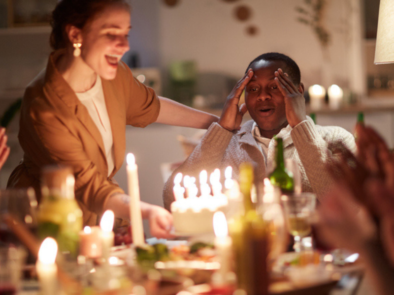 A surprise birthday party at a restaurant
