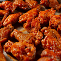 A tray of hot wings