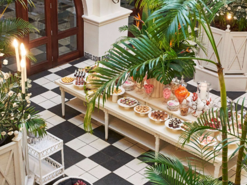 A view of the palm court at The Oyster Box