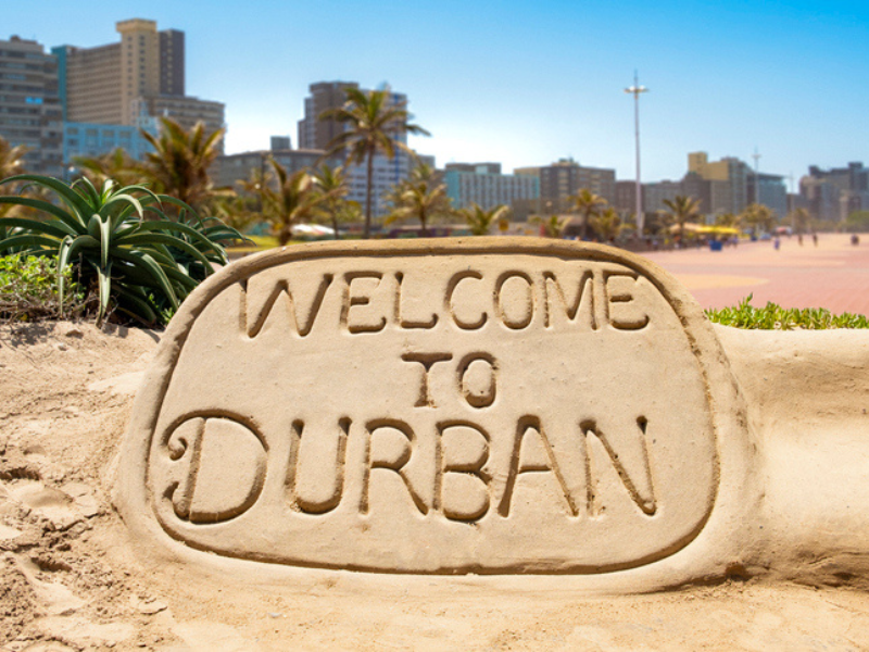 A welcome to Durban sand sculpture