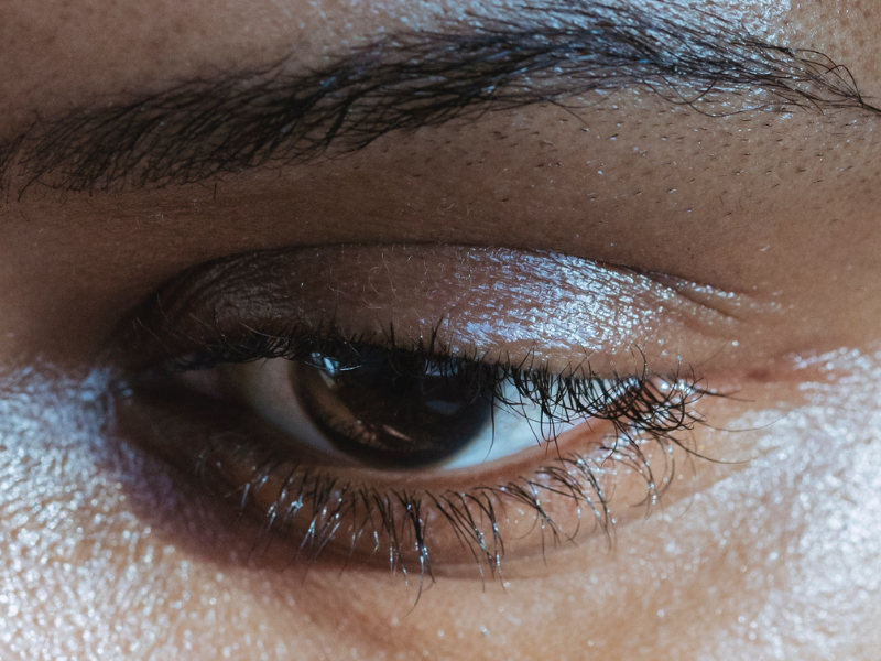 A woman with dark eyes