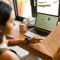 A woman working on her resume