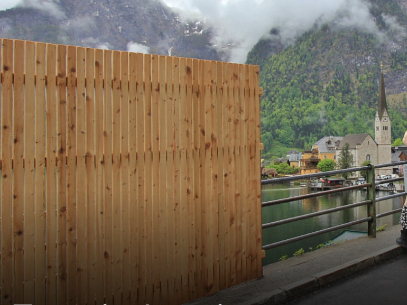 A wooden fence constructed in town of Hallstatt