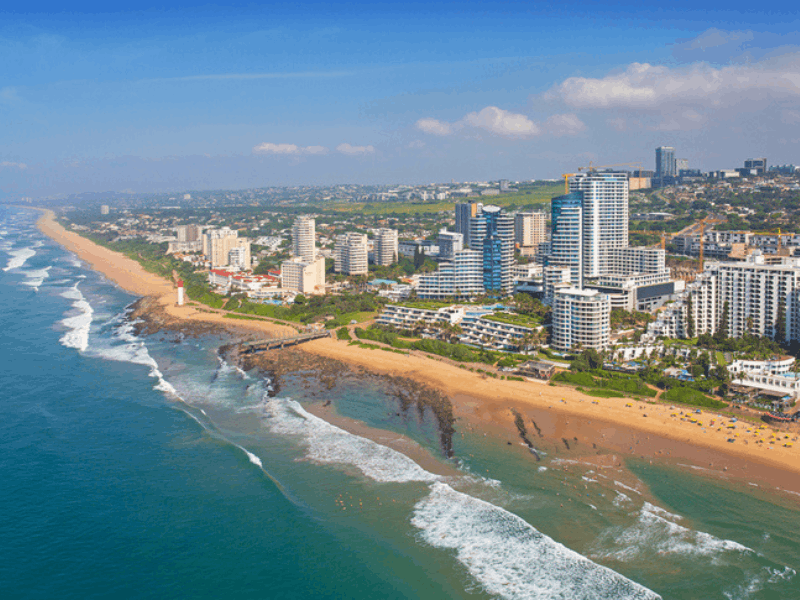 Aerial view of Durban's coastline