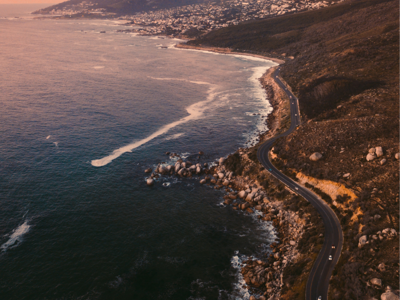 Aerial view of the beach in Cape Town