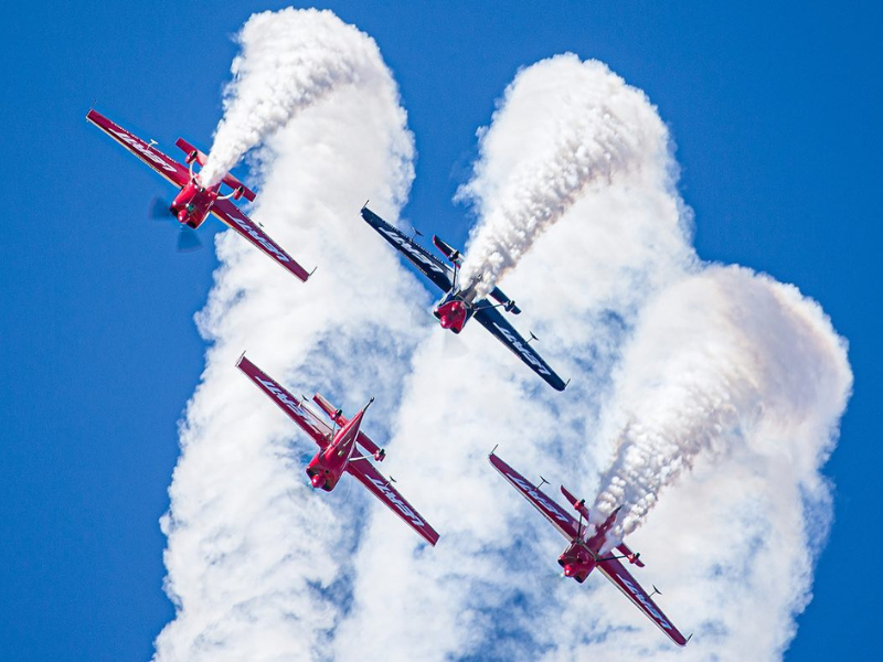Aircrafts spinning around in the air