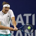 Alexander Zverev of Germany returns a shot to Francisco Cerundolo of Argentina during the National Bank Open