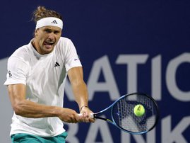 Alexander Zverev of Germany returns a shot to Francisco Cerundolo of Argentina during the National Bank Open