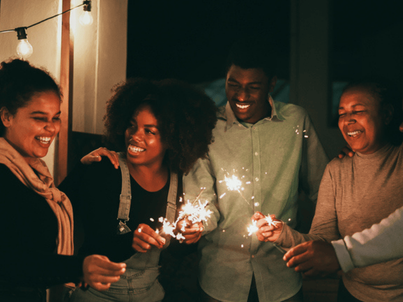 An African family having fun at New Years Eve